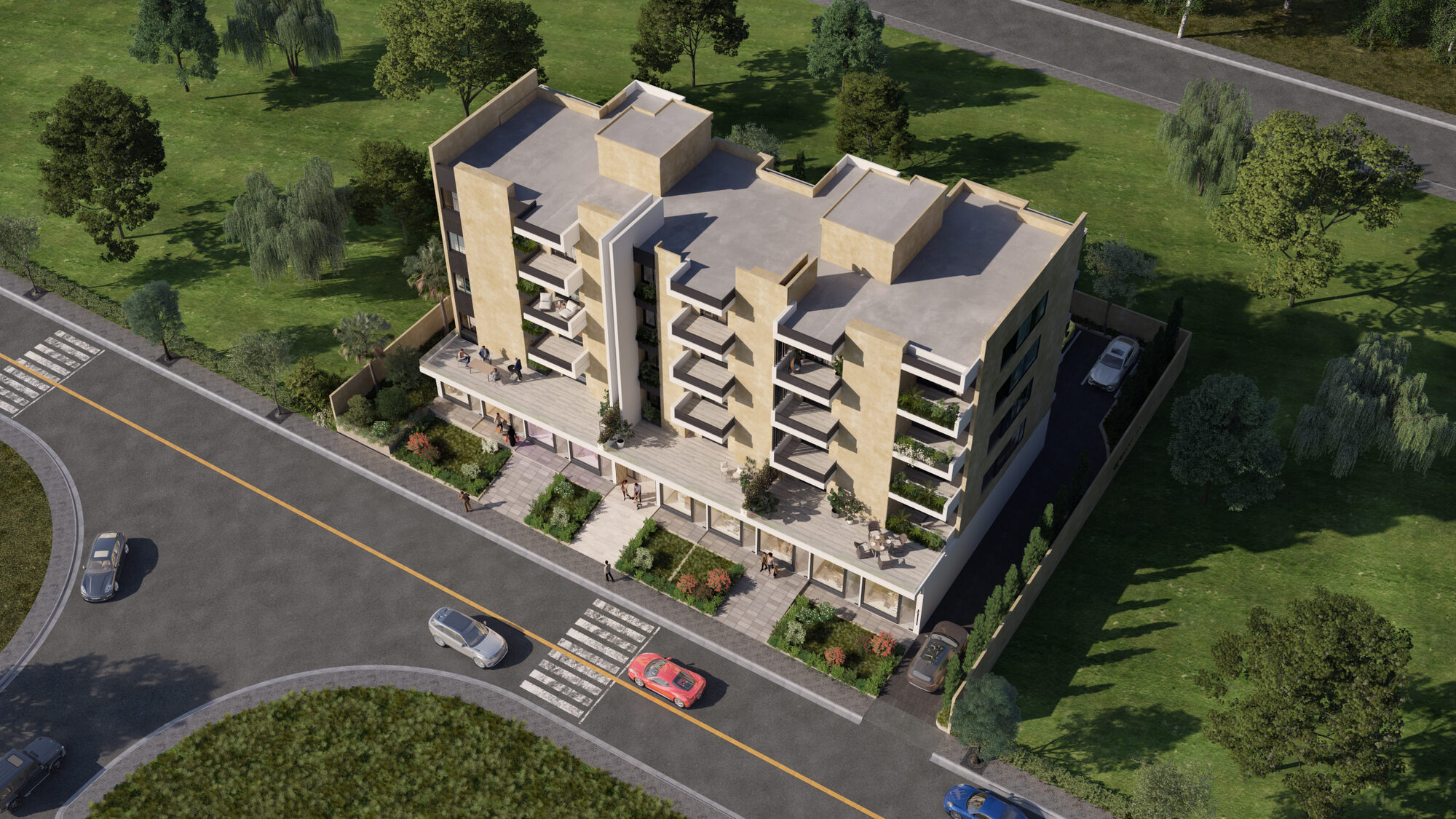 Chahal Residence, Abou Samra — aerial approach